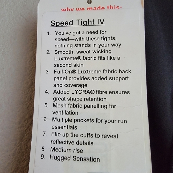 Lululemon Speed Tight IV in Black size 6 NWT - Picture 8 of 10